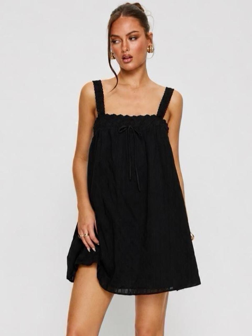 Princess House Black Square-Neck Mini Sundress